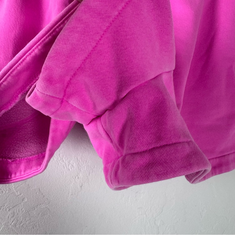 Gap Sweat Set 2 Piece Bright Neon Hot Pink Fleece Shorts Shirt Cotton Lounge - Picture 5 of 13